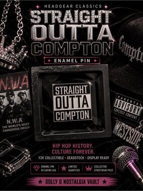 Straight Outta Compton Deadstock Headgear Enamel Pin Hip Hop Y2K Collectible